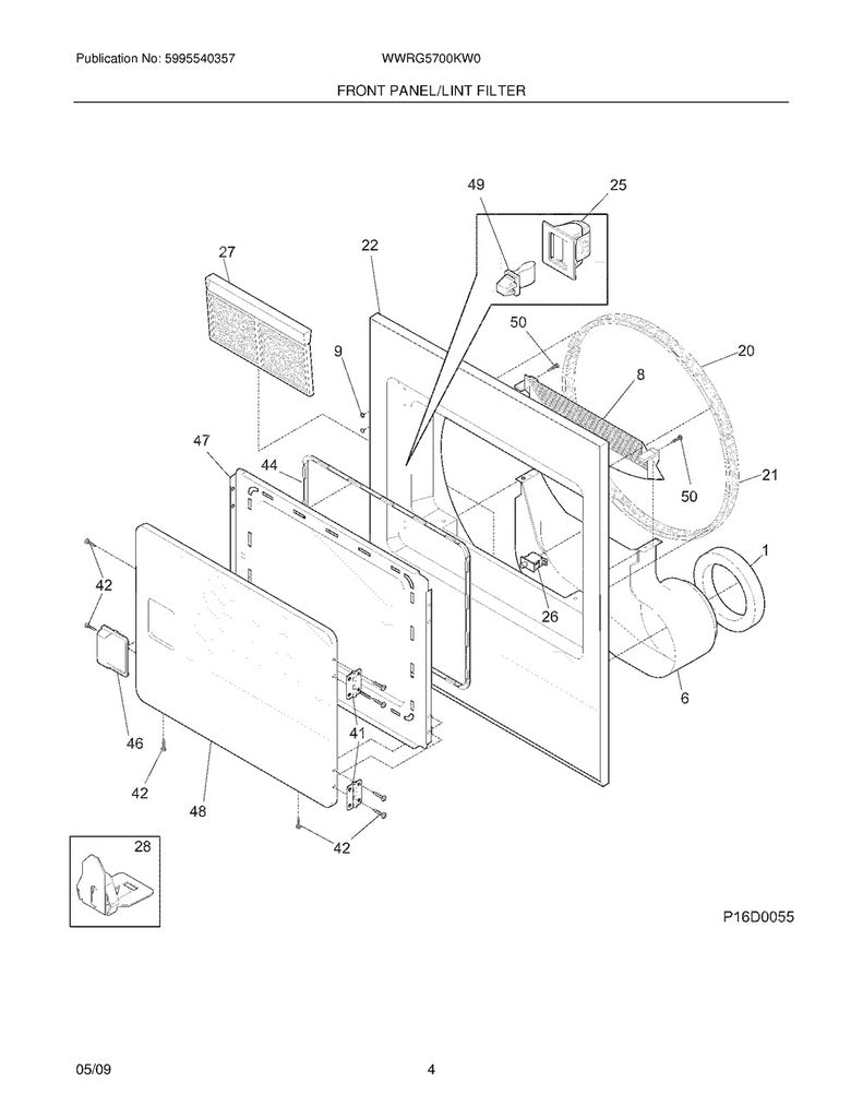 Frigidaire Dryer Lint Housing Cover - 131622202
