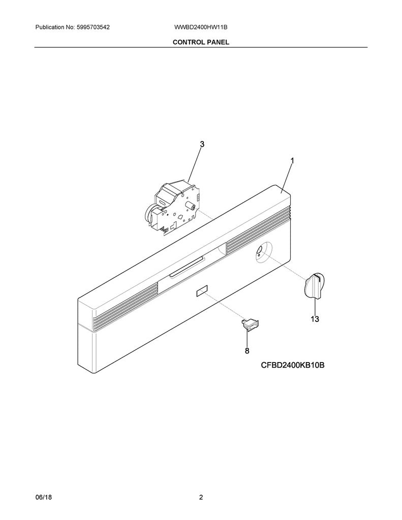 Frigidaire Dishwasher Selector Switch, White - 154240401