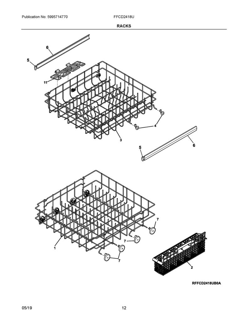 Frigidaire Dishwasher Wheel & Bushing Assembly - 154522902, Replaces: 154522901