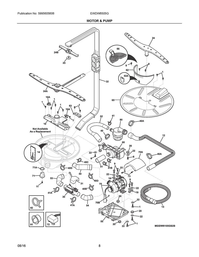 Frigidaire Dishwasher Drain Pump Assembly - 154757901, Replaces: 154618701