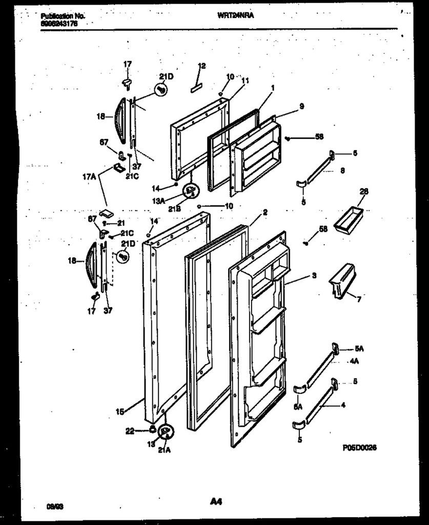 Frigidaire Refrigerator & Freezer Door Rack Support - 215267701