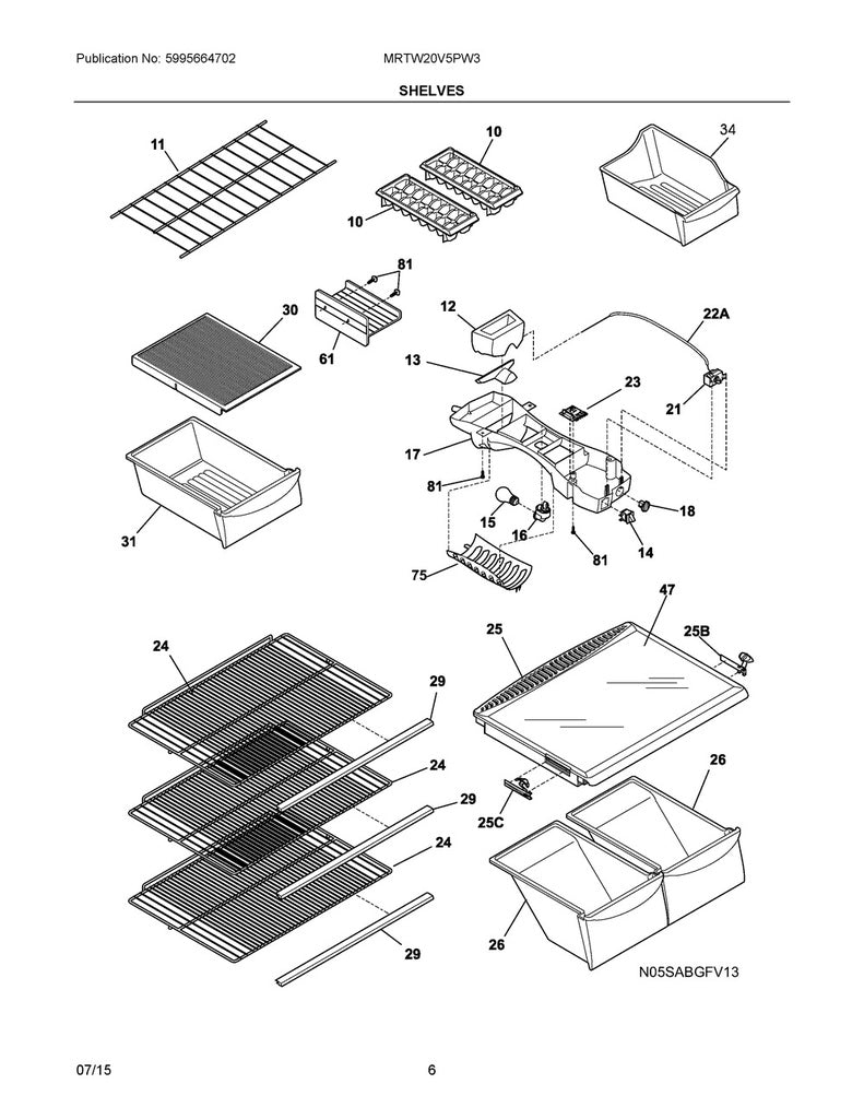 Frigidaire Refrigerator & Freezer Plastic Ice Cube Tray - 215667501, Replaces: 86467