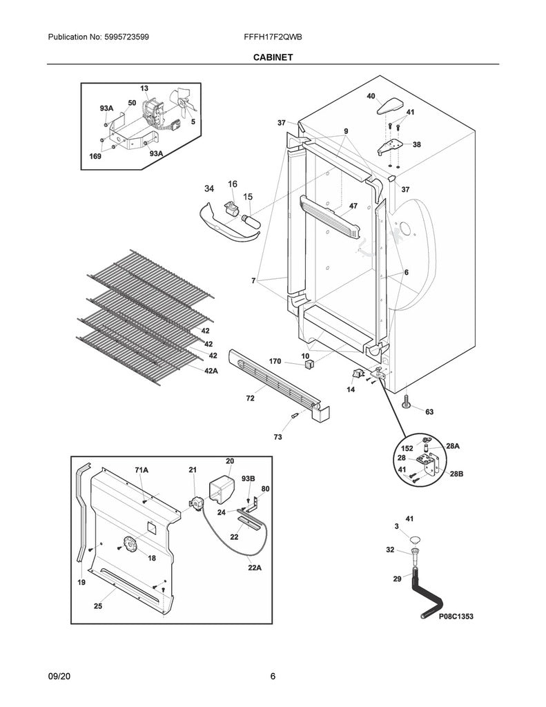 Frigidaire Refrigerator & Freezer Shelf Mounting Grommet - 216502400, Replaces: 216261100