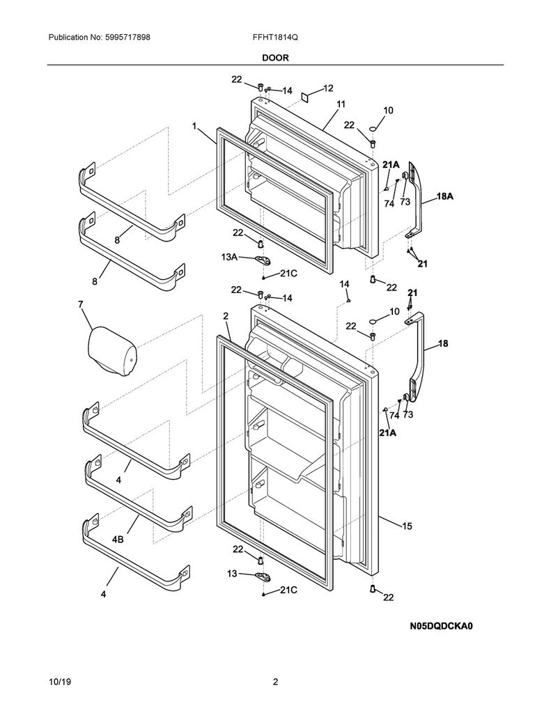 Frigidaire Refrigerator & Freezer Handle Mounting Block - 218396700, Replaces: 218396701
