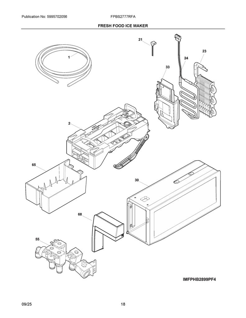 Frigidaire Refrigerator & Freezer Water Inlet Tube - 218976436, Replaces: 218976434
