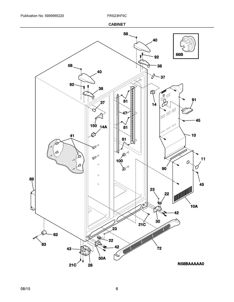 Frigidaire Refrigerator & Freezer Door Closing Cam (Bottom) - 240457701, Replaces: 240328001