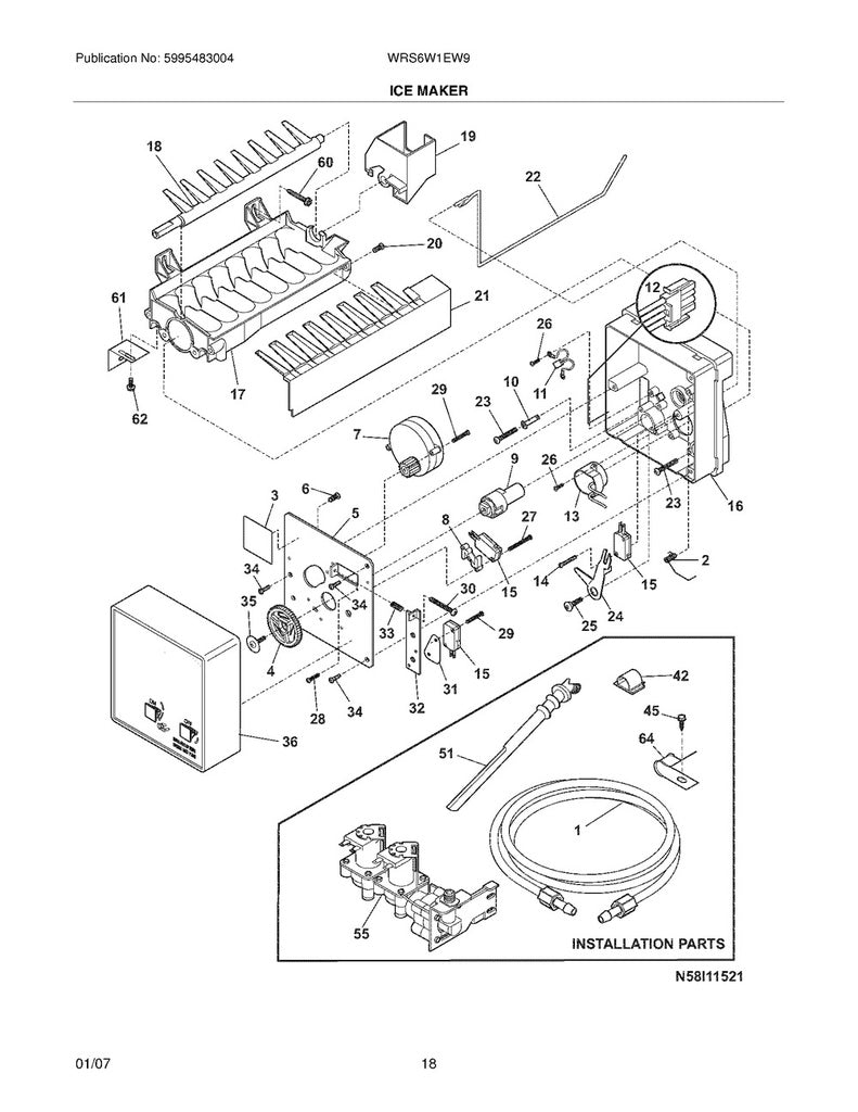 Frigidaire Refrigerator & Freezer Refrigerator Water Inlet Valve - 240531001