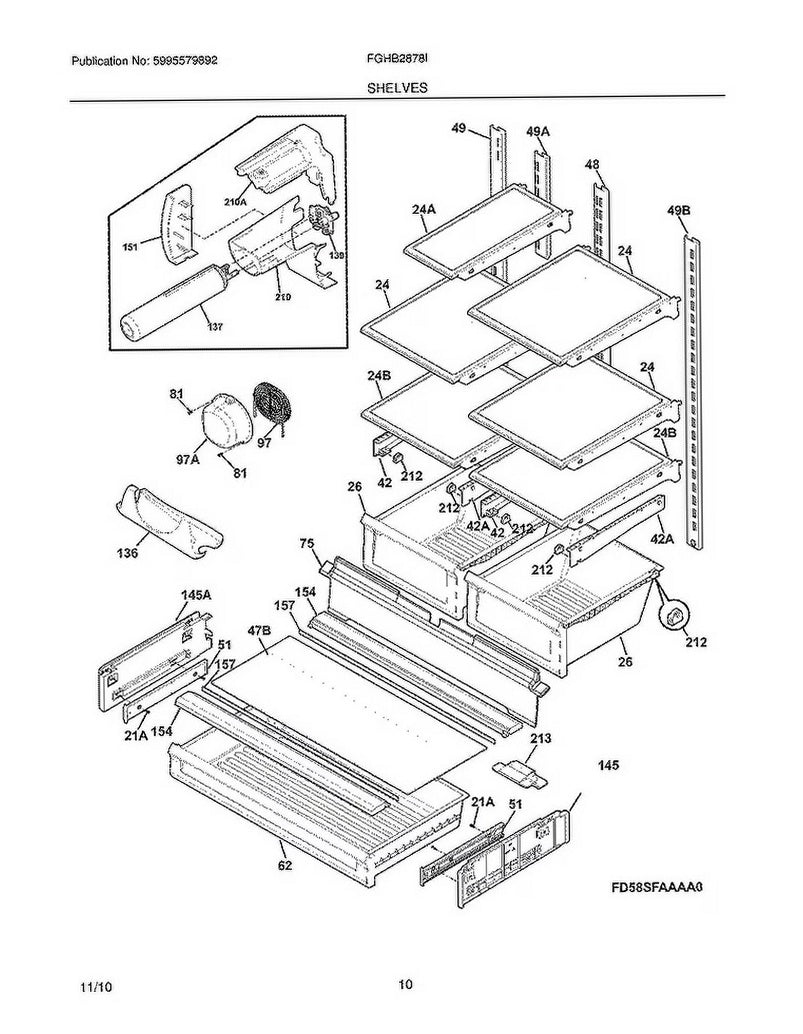 Frigidaire Refrigerator & Freezer Shelf - 242068701