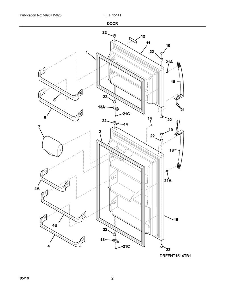 Frigidaire Refrigerator & Freezer Freezer Door Gasket (White) - 242193201