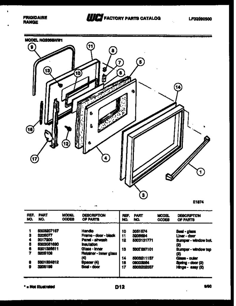 Frigidaire Range, Oven & Cooktop Range Oven Door Gasket - 3051574