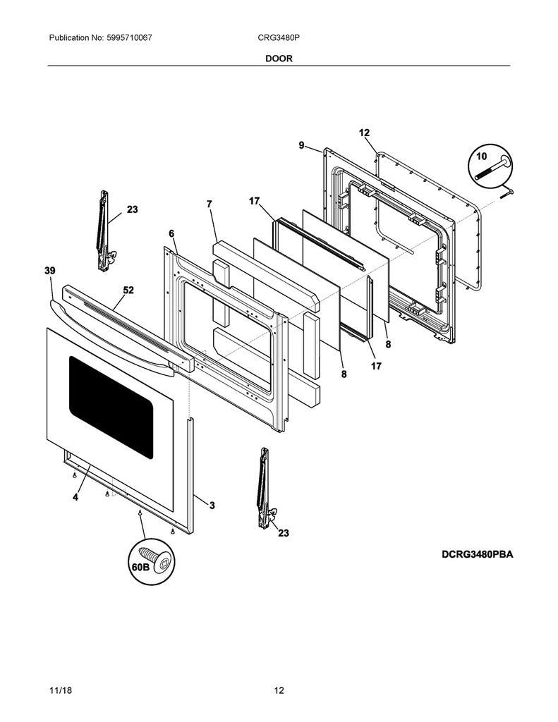 Frigidaire Range, Oven & Cooktop Oven Door Handle (White) - 316270201, Replaces: 316203001