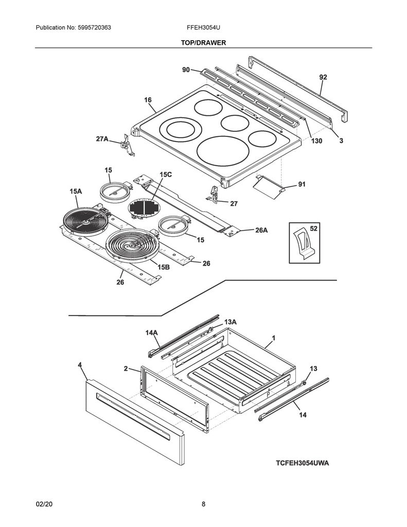 Frigidaire Range, Oven & Cooktop Radiant Surface Element - 316291200, Replaces: 318198827