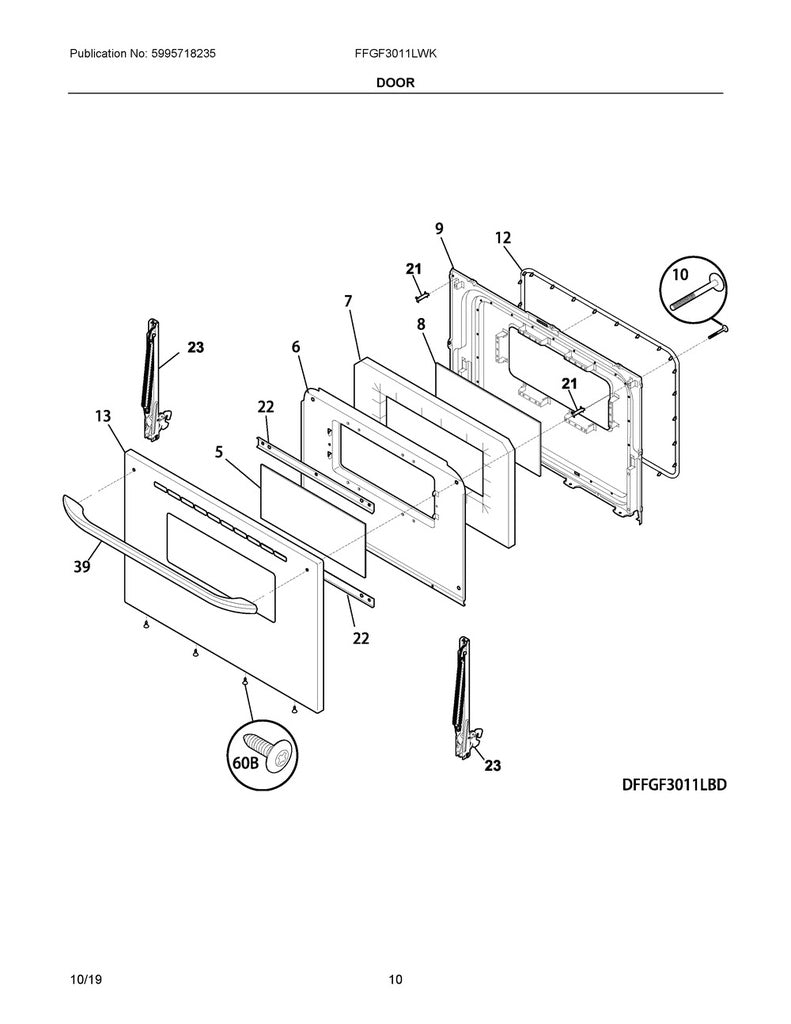 Frigidaire Range, Oven & Cooktop Door Handle (White) - 316545301, Replaces: 316020200