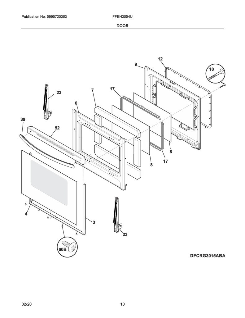 Frigidaire Range, Oven & Cooktop Door Trim Cap (White) - 316575500, Replaces: 316405100