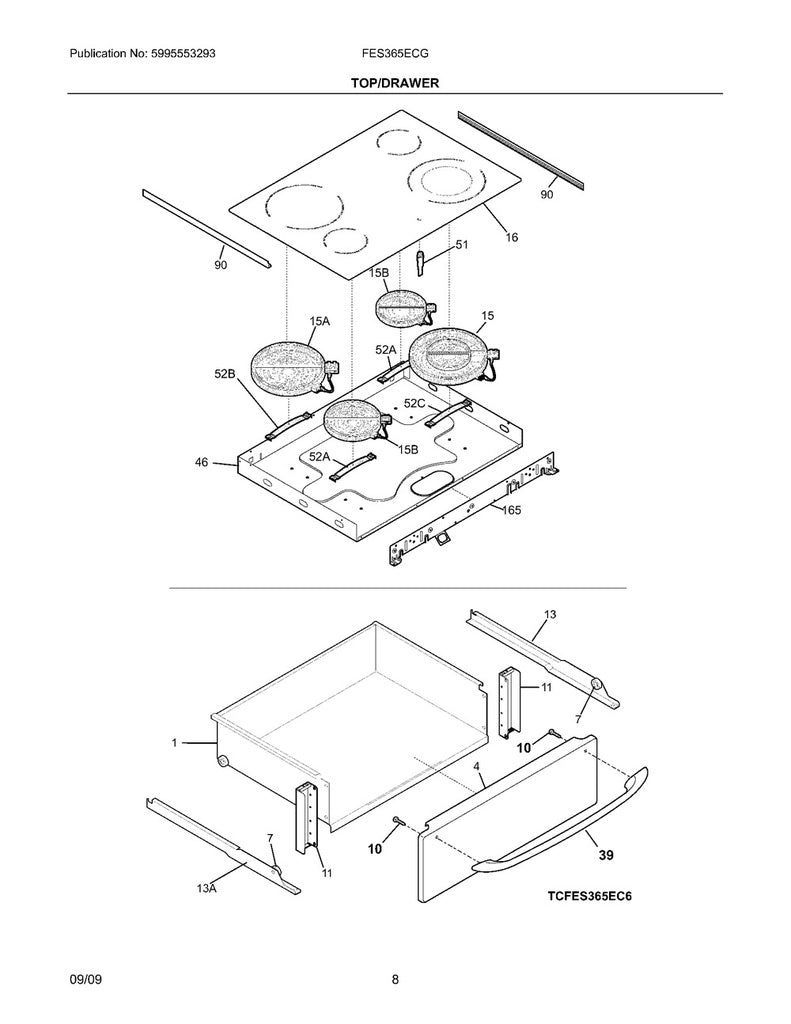 Frigidaire Range, Oven & Cooktop Range Main Cooktop Glass, Black - 318223614