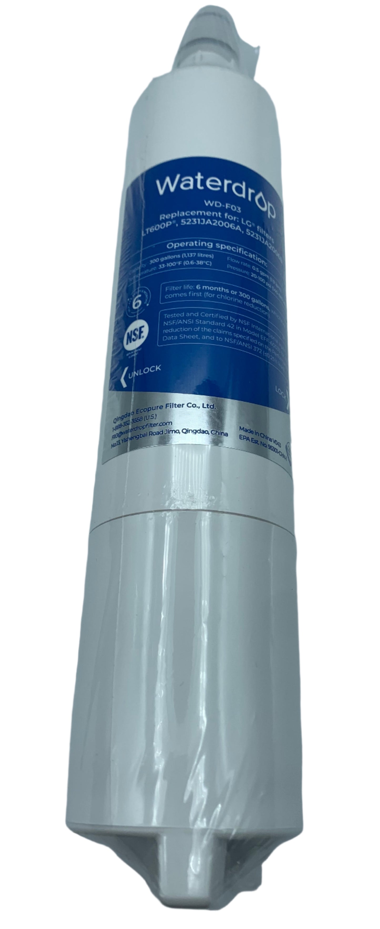 LG Refrigerator Ice And Water Filter - 5231JA2006F, Replaces: 46-9990