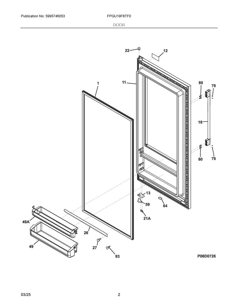 Frigidaire Refrigerator & Freezer Gasket Retainer Clip - 5303212828, Replaces: 3003413
