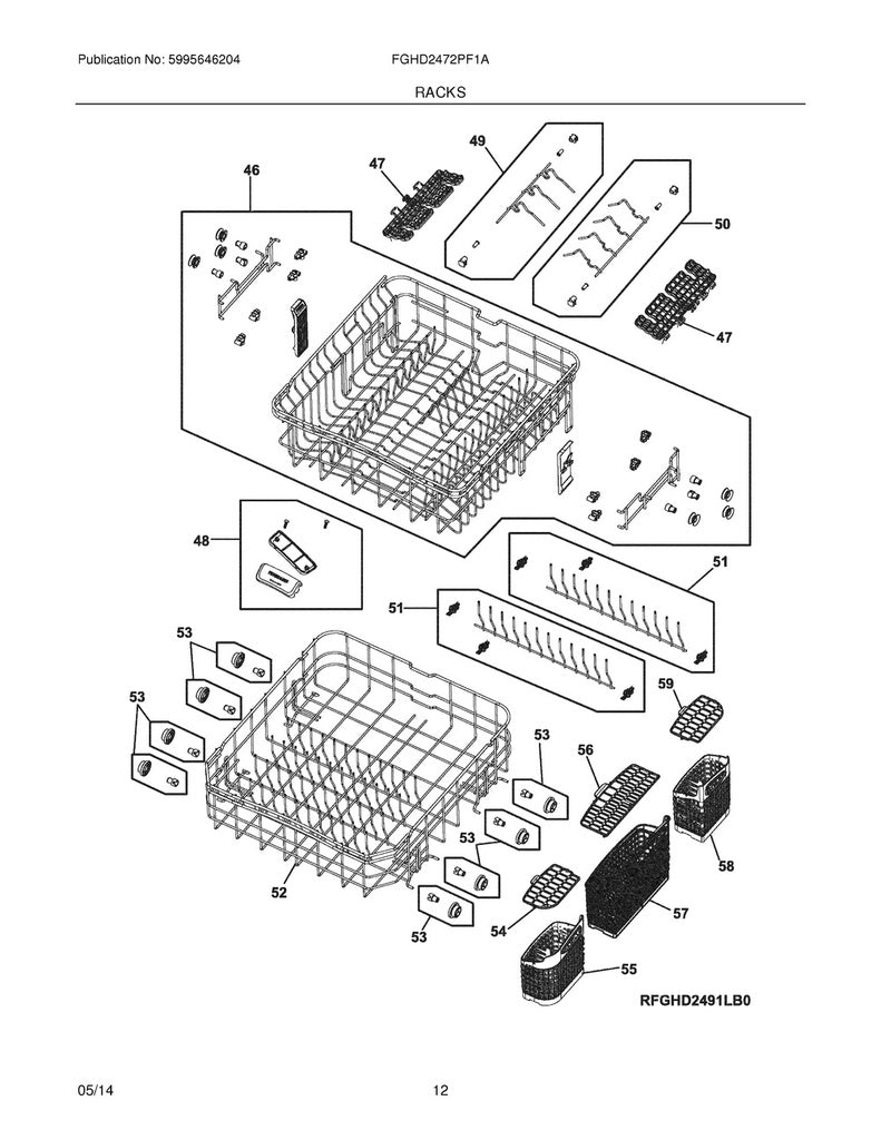 Frigidaire Dishwasher Lower Dishrack Assembly - 5304475624