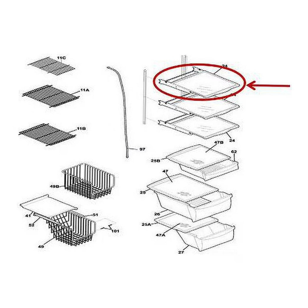 Frigidaire Refrigerator & Freezer Glass Shelf Assembly - 5304515413