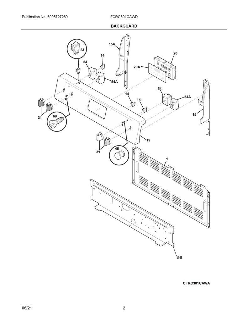 Frigidaire Range, Oven & Cooktop Rocker Switch - 5304527842, Replaces: 316005607