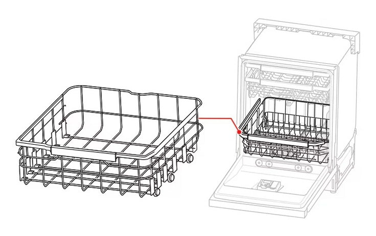 LG Dishwasher Lower Dishrack Assembly - AHB73129108, Replaces: AHB73129101