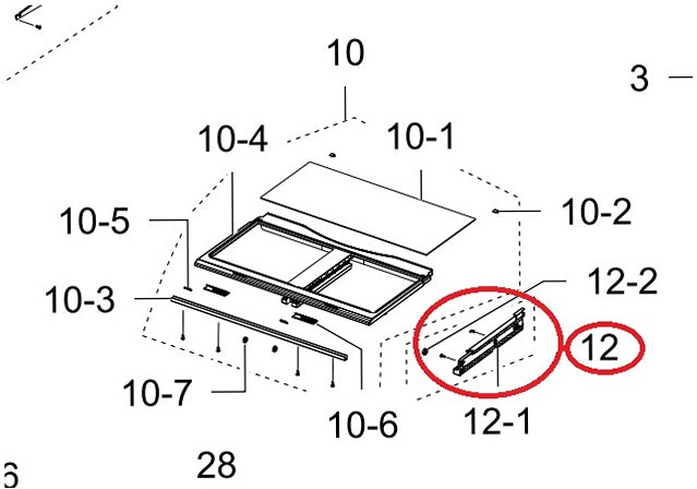 Samsung Refrigerator & Freezer Drawer Slide Rail (Right) - DA97-07563A