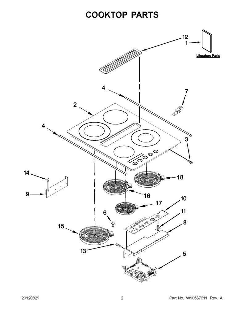 Whirlpool Range, Oven & Cooktop Main Glass Cooktop - W10163202