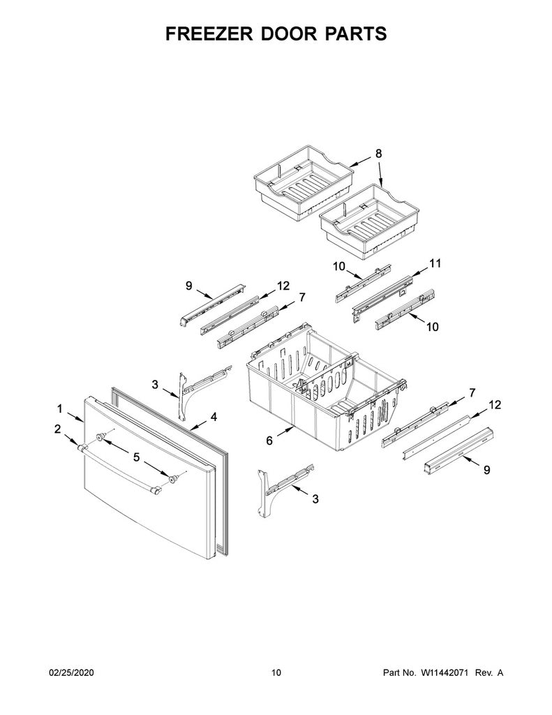 Whirlpool Refrigerator & Freezer Drawer Slide Rail - W10166742, Replaces: 12925401