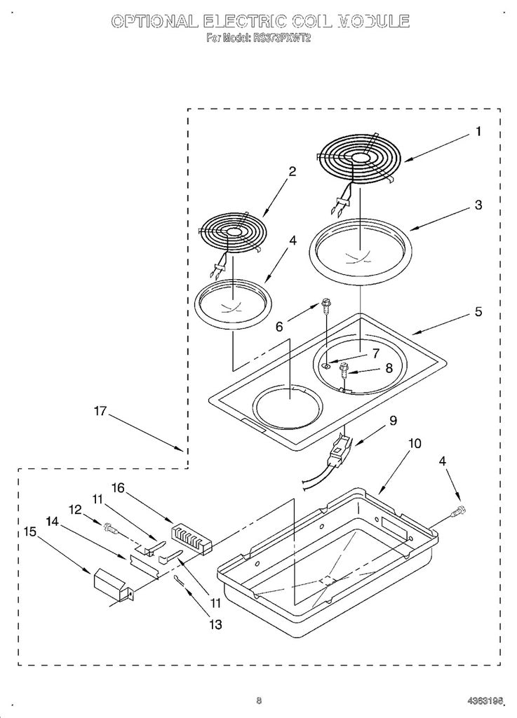 Whirlpool Range, Oven & Cooktop Chrome Drip Bowl Kit - W10278125, Replaces: 0312850