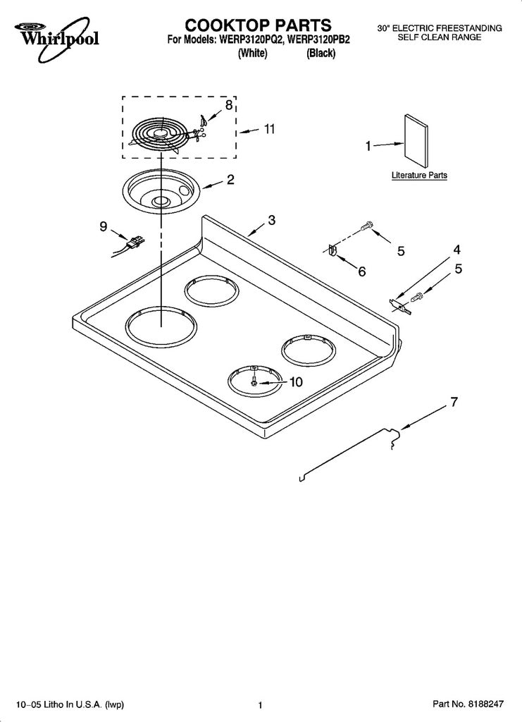 Whirlpool Range, Oven & Cooktop Drip Bowl Kit (4 Pack) - W10291024, Replaces: 242955