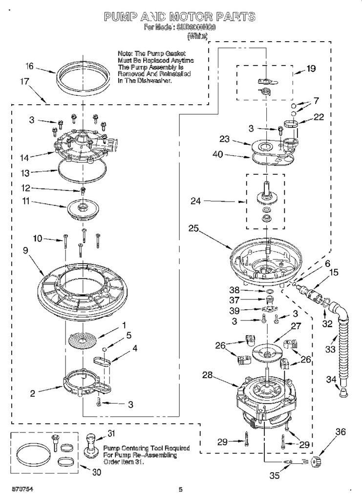 Whirlpool Dishwasher Pump & Motor Assembly - W10428773, Replaces: 675750