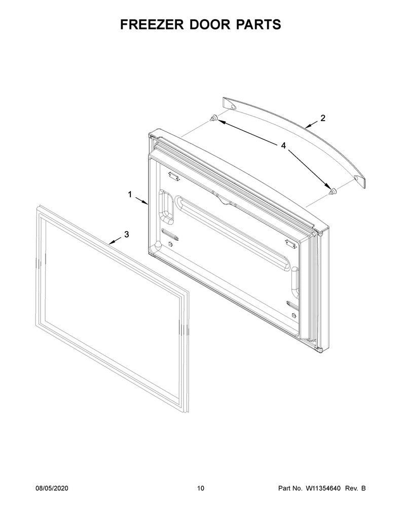 Whirlpool Refrigerator & Freezer Freezer Door Gasket (White) - W10443315, Replaces: 12683804W