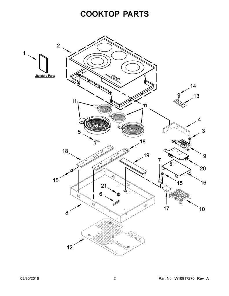 Whirlpool Range, Oven & Cooktop Range Main Cooktop, Black - W10581108