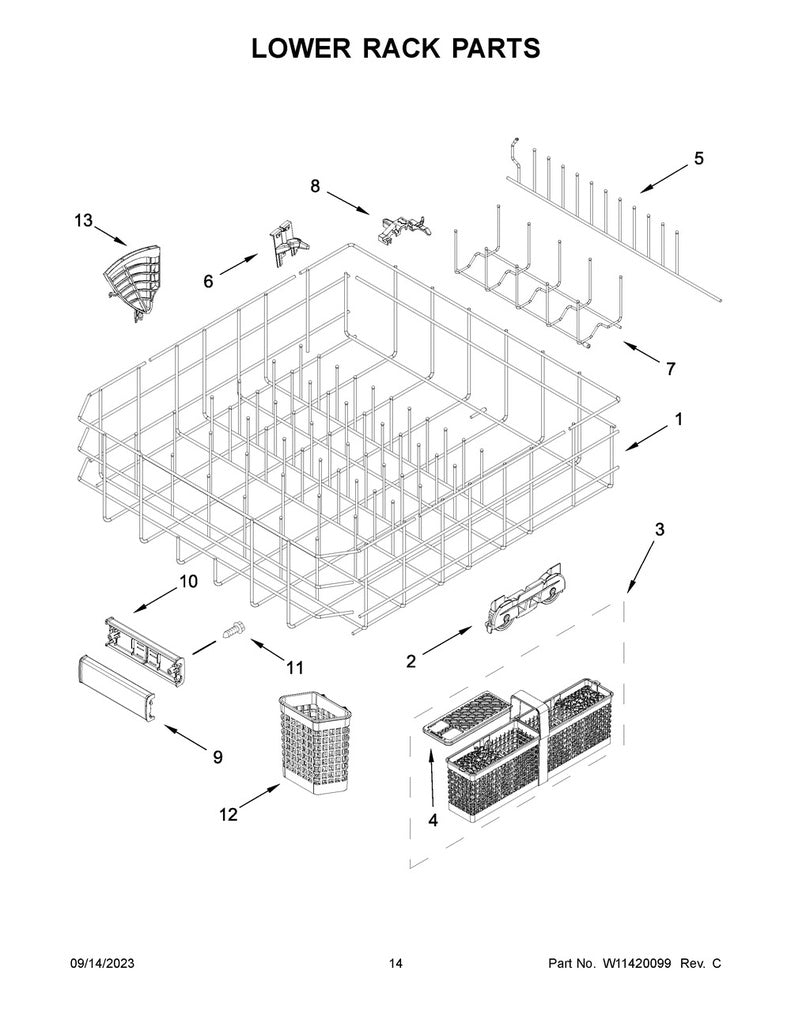 Whirlpool Dishwasher Lower Rack Tine Row - W10728160, Replaces: 3368621