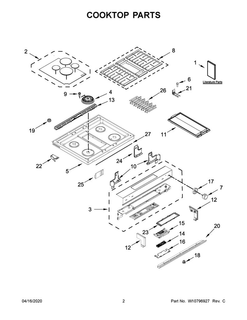 Whirlpool Range, Oven & Cooktop Knob Bezel Kit (Set of 5) - W10814133, Replaces: W10437082