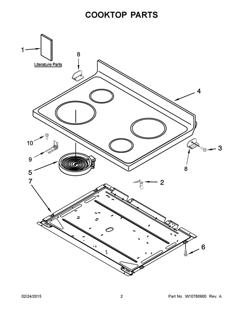 Whirlpool Range, Oven & Cooktop Radiant Surface Element - W10823728, Replaces: W10169796