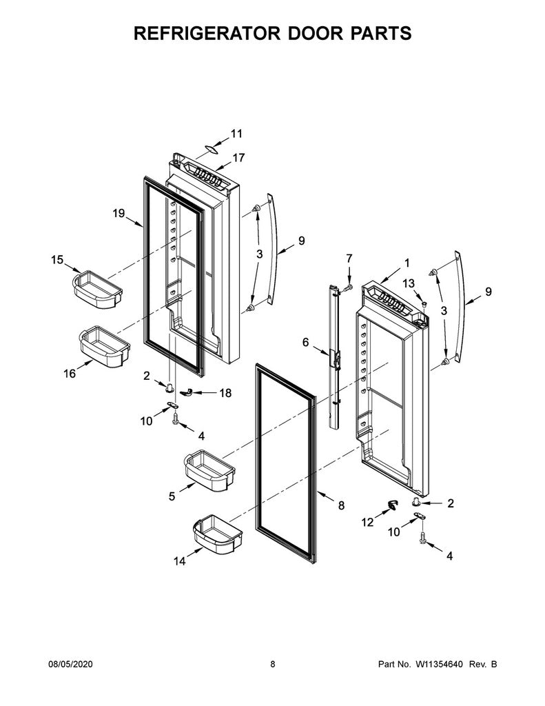Whirlpool Refrigerator & Freezer Door Gasket (White, Left) - W10830287, Replaces: W10218678