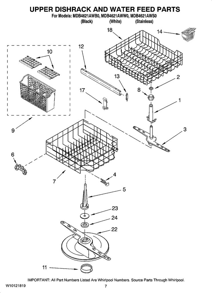 Whirlpool Dishwasher Lower Dishrack Assembly - W10833650, Replaces: 3369172