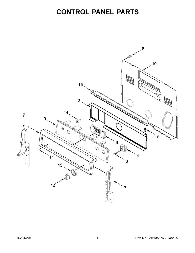 Whirlpool Range, Oven & Cooktop Touchpad Assembly - W10840425