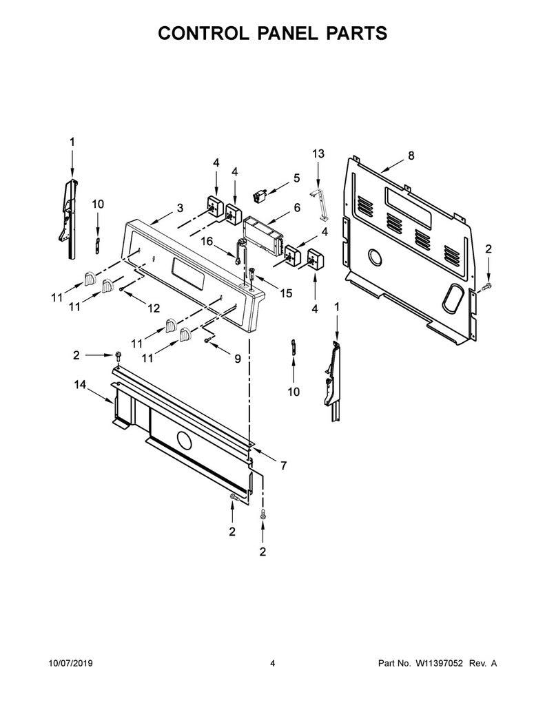 Whirlpool Range, Oven & Cooktop Knob - W10853029, Replaces: W10676214