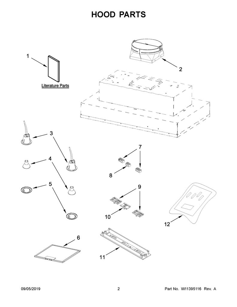 Whirlpool Range, Oven & Cooktop Fan Rocker Switch - W10853393, Replaces: W10351916