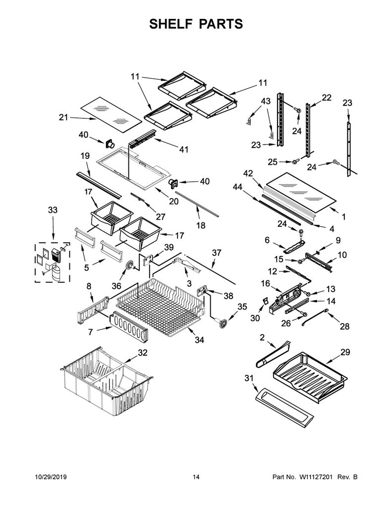 Whirlpool Refrigerator & Freezer Drawer Slide Rail End Cap Kit - W11197396, Replaces: 13047701