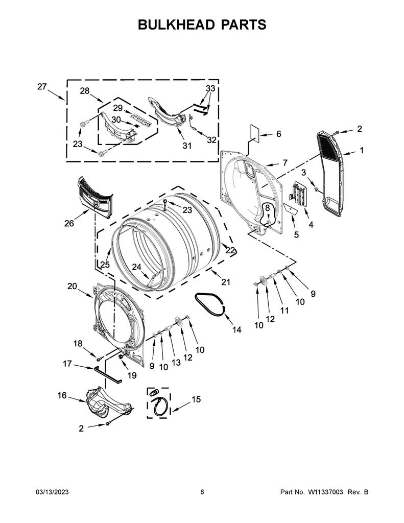 Whirlpool Dryer Housing - W11211470, Replaces: W10539315