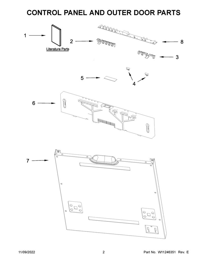 Whirlpool Dishwasher Control Panel - W11243341