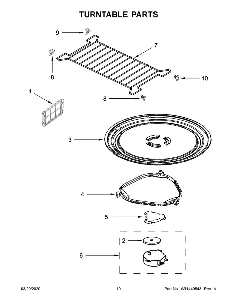 Whirlpool Microwave Glass Tray Support Ring - W11252182, Replaces: 4393752