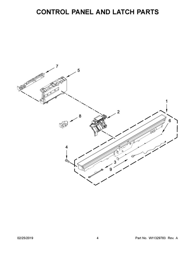 Whirlpool Dishwasher Console/Control Panel - W11302461, Replaces: W10907199