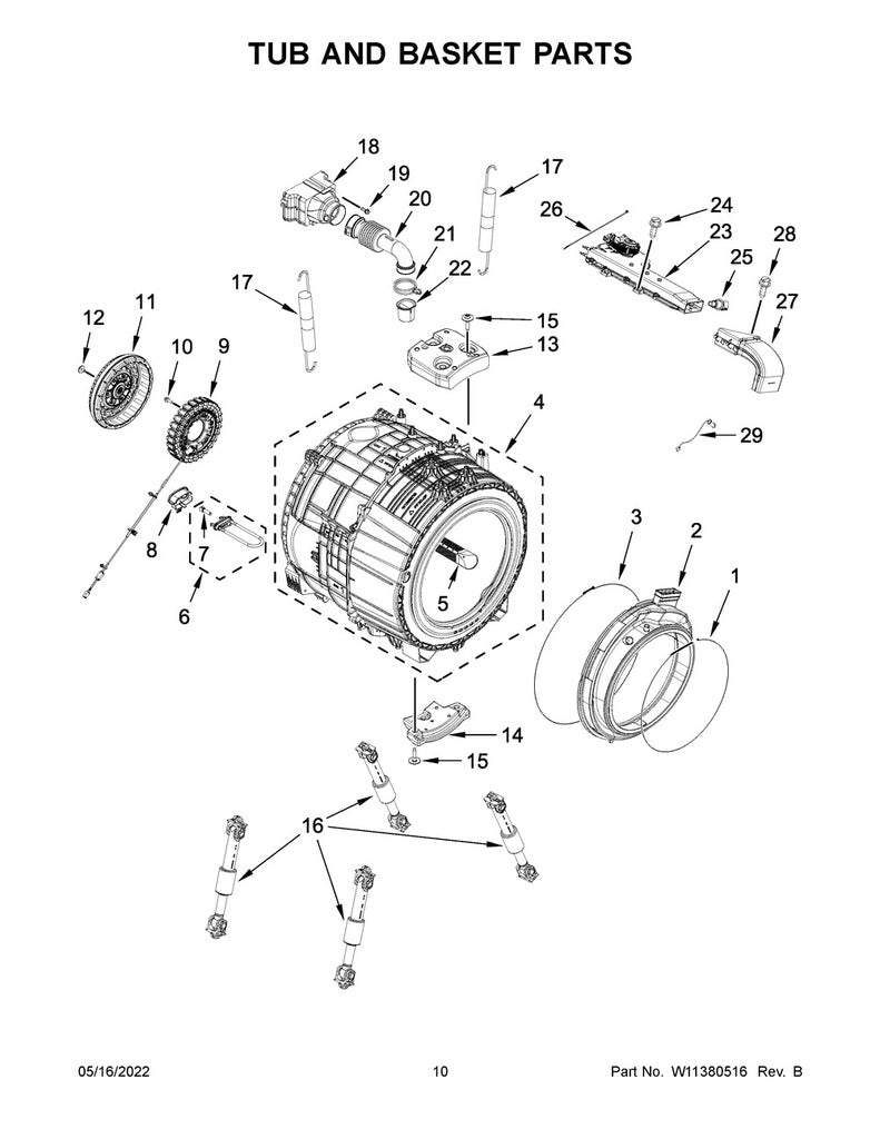 Whirlpool Washer Bellow - W11318722, Replaces: W10912291