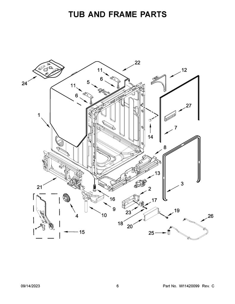 Whirlpool Dishwasher Tub Assembly - W11409866