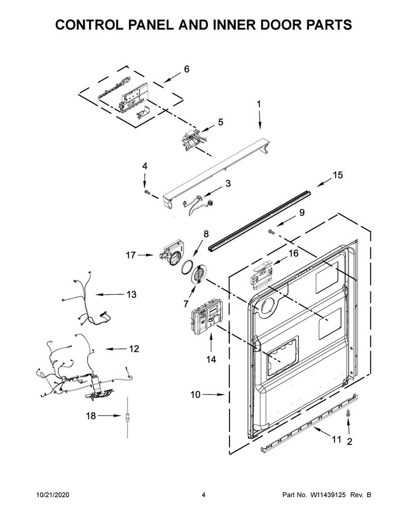 Whirlpool Dishwasher Control Board - W11410065, Replaces: W11348061