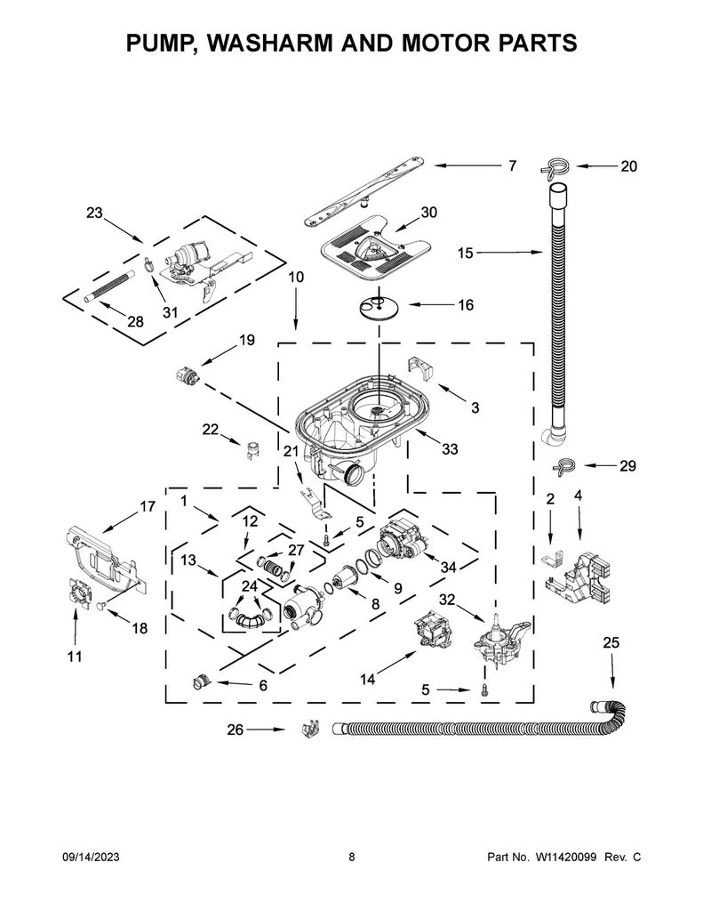 Whirlpool Dishwasher Drain Hose - W11414944, Replaces: W11131184